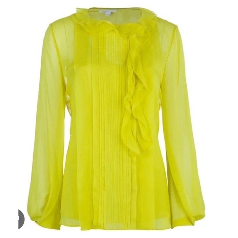 Yellow Silk Blouse Diane vonFurstenberg DVF Size 4 Dry Cleaned 'Kelly Top'